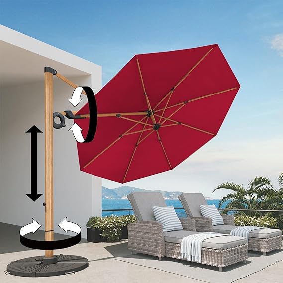 GRAND PATIO Ampelschirm, 360° drehbar (Schirmständer NICHT enthalten)